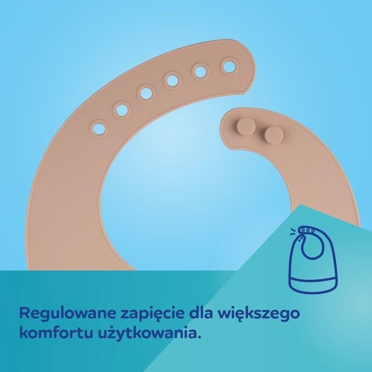 Canpol babies, śliniak silikonowy z kieszonką, beige