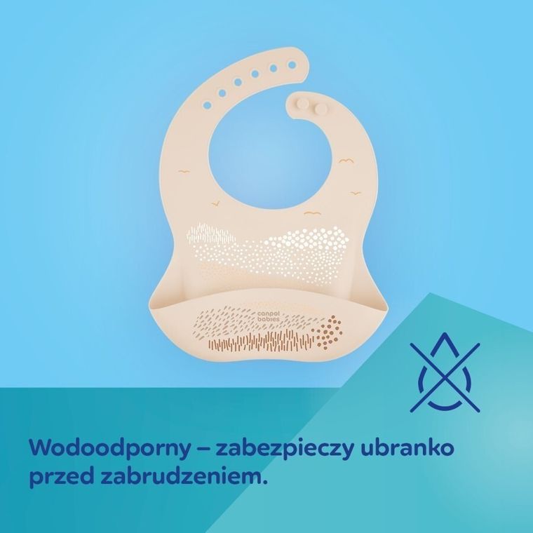 Canpol babies, śliniak silikonowy z kieszonką, creme