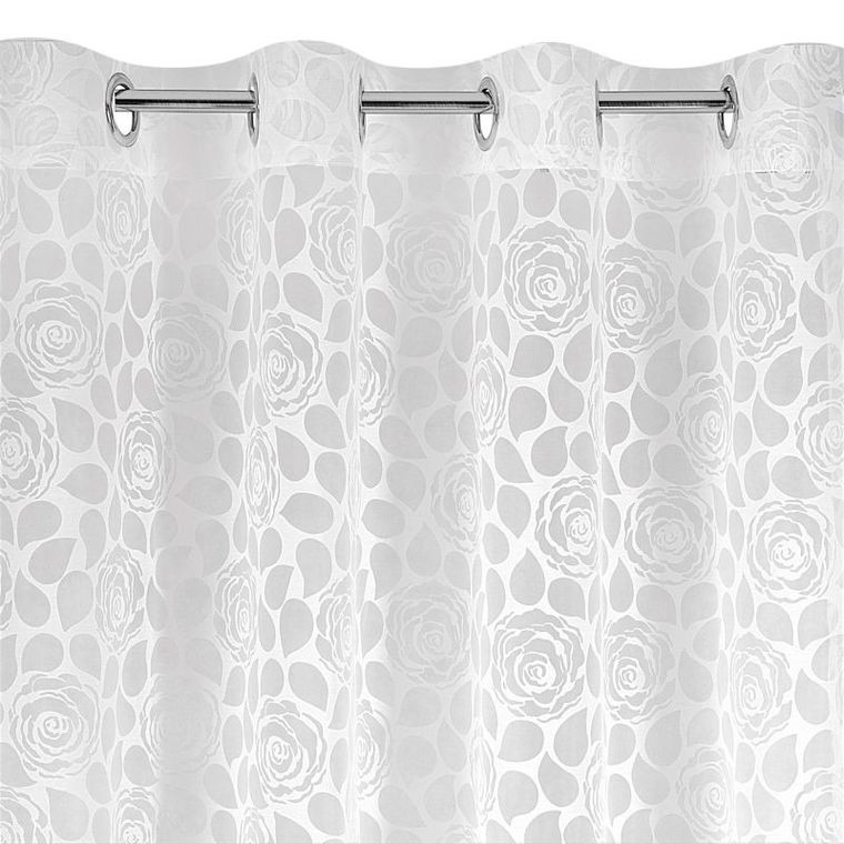 Caren, firana gotowa, zdobiona wzorem w róże, 140-250 cm