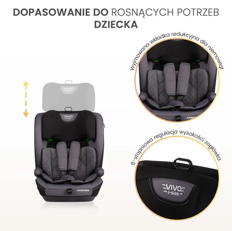 Caretero, Vivo i-Size, fotelik, grey, 76-150 cm