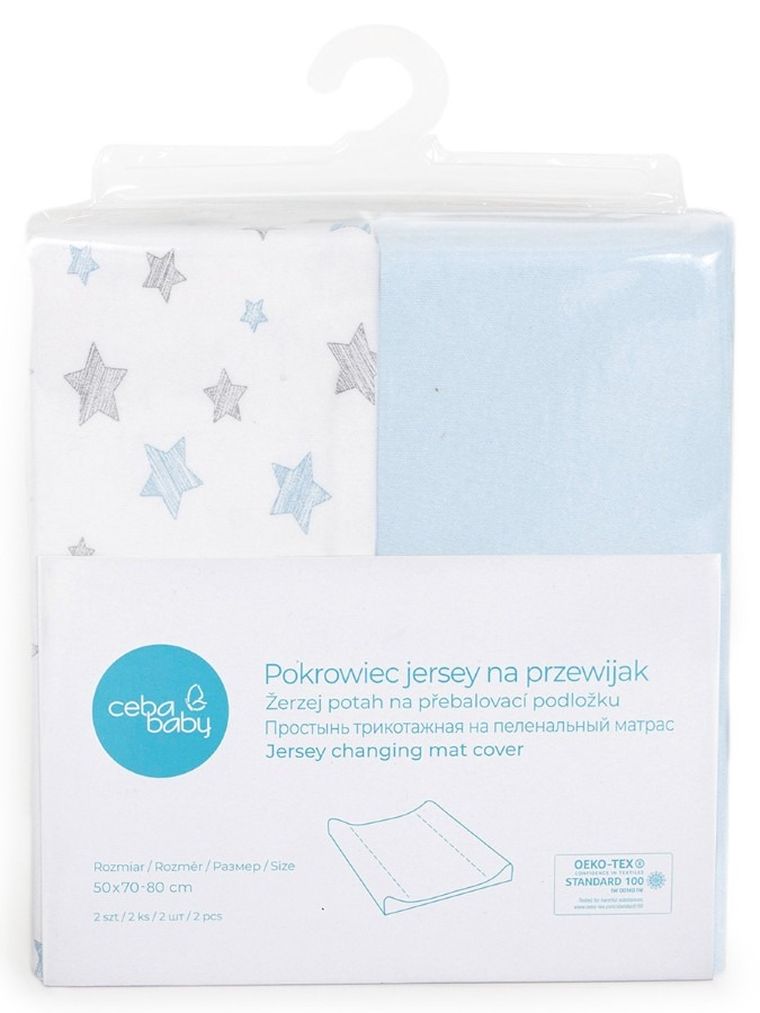 Ceba Baby, Blue Stars, pokrowiec na przewijak, blue, 50-70/80 cm, 2 szt.