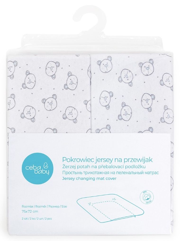 Ceba Baby, Teddy Bear, pokrowiec na przewijak miękki, 75-72 cm, 2 szt.