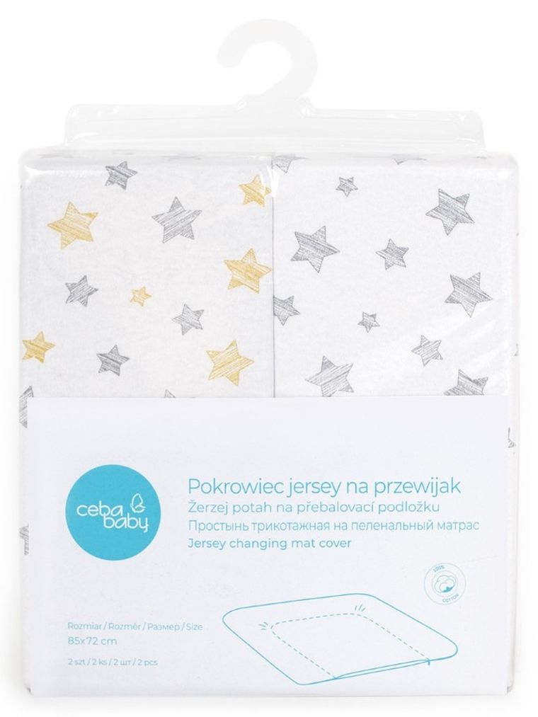 Ceba Baby, Yellow Stars, pokrowiec na przewijak miękki, 85-72 cm, 2 szt.