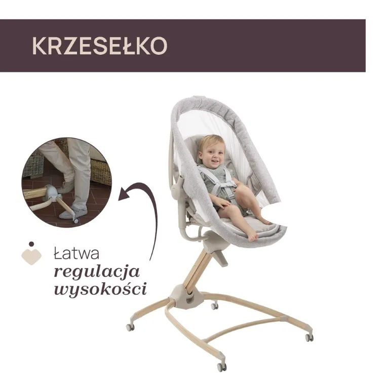 Chicco, Baby Hug Armonia, 4w1: łóżeczko, leżaczek i krzesełko do karmienia, scandinavian