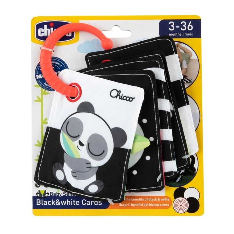 Chicco, Baby Sense & Focus, kontrastowe karty sensoryczne, czarno-białe