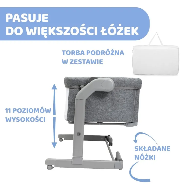 Chicco, Co-Sleeping, Next2Me, Magic Evo, łóżeczko dostawne, dark grey