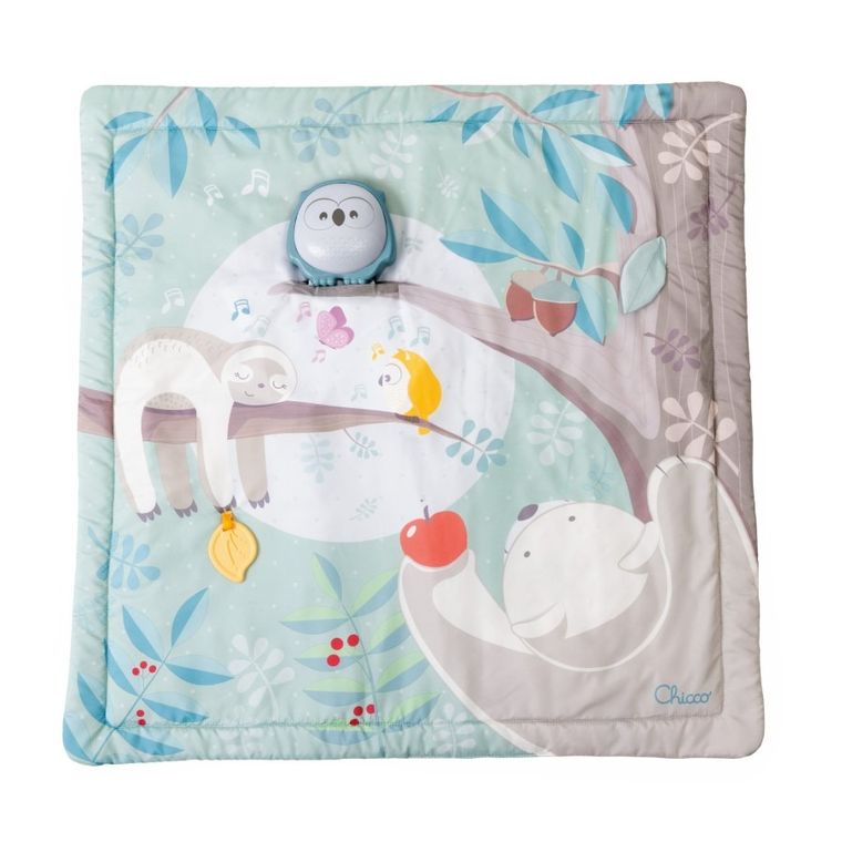 Chicco, First Dreams, Relax & Play Mat, interaktywna mata 2w1 z lampką i melodiami, sowa