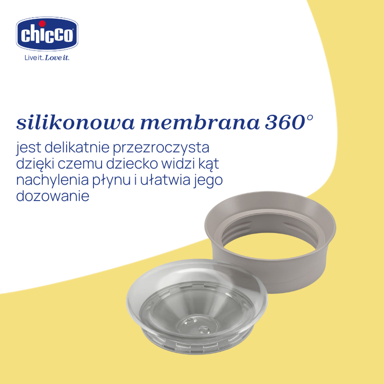 Chicco, kubek treningowy 360° do nauki samodzielnego picia, szary, 12m+, 200 ml