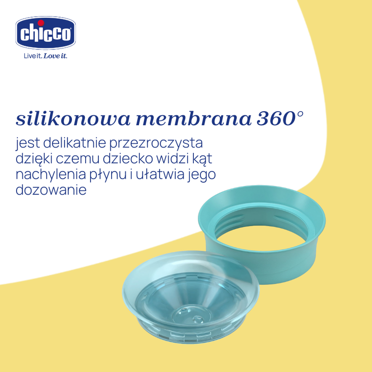 Chicco, kubek treningowy 360° do nauki samodzielnego picia, turkusowy, 12m+, 200 ml