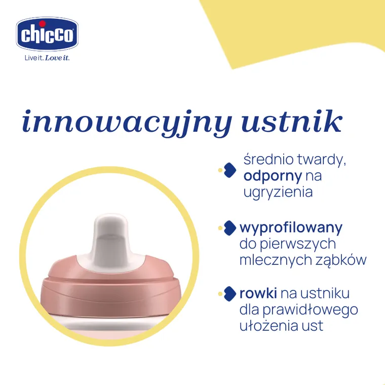 Chicco, kubek treningowy, niekapek z twardym ustnikiem, brzoskwiniowy, 6m+, 200 ml