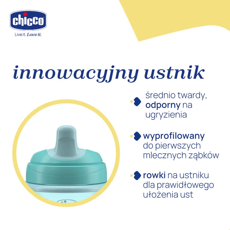 Chicco, kubek treningowy, niekapek z twardym ustnikiem, turkusowy, 6m+, 200 ml