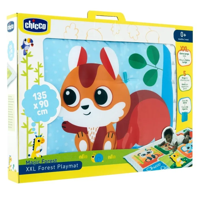 Chicco, Magic Forest, Mata XXL, miękka i duża mata do zabawy, zwierzątka