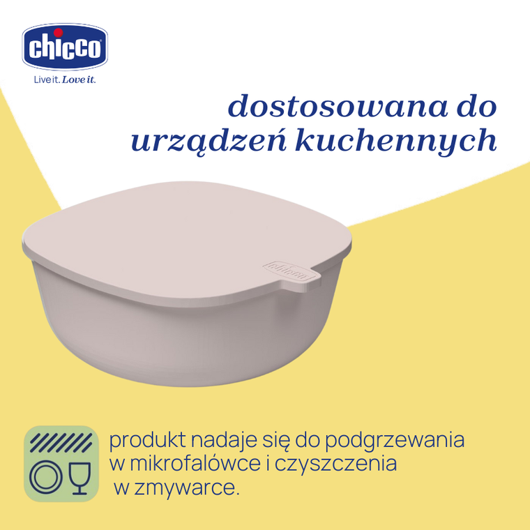 Chicco, miseczka z pokrywką, beżowa, 6m+