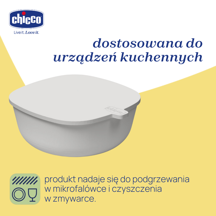 Chicco, miseczka z pokrywką, szara, 6m+