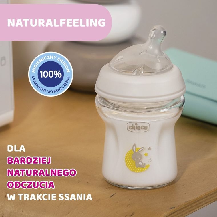 Chicco, NaturalFeeling, butelka plastikowa, przepływ wolny, 0m+, 150 ml
