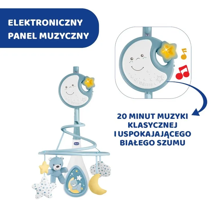 Chicco, Next2Dreams, karuzela 3w1, niebieska