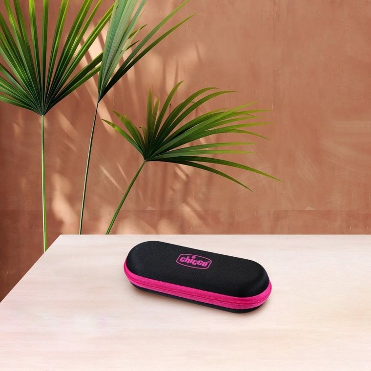 Chicco, okulary przeciwsłoneczne + etui, 5l+, różowe