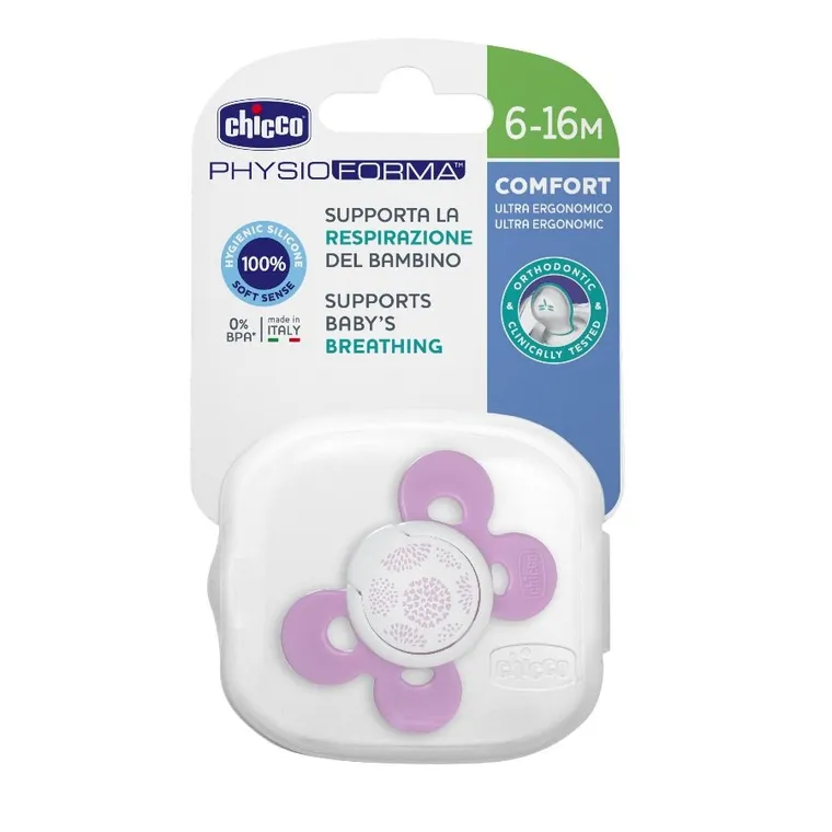 Chicco, PhysioForma Comfort, smoczek uspokajający, różowy, 6-16m