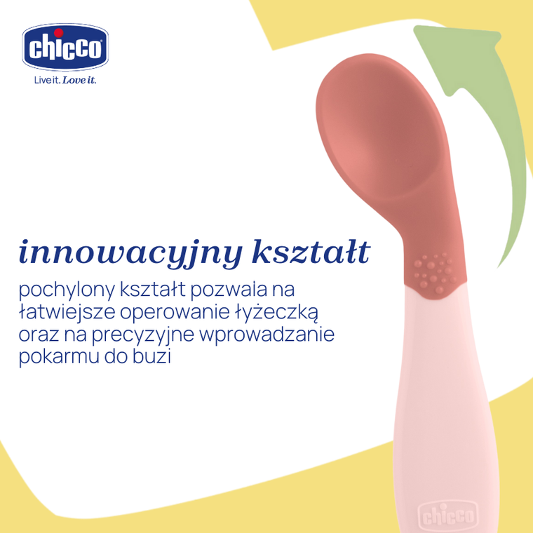 Chicco, pierwsza łyżeczka, brzoskwiniowa, 8m+