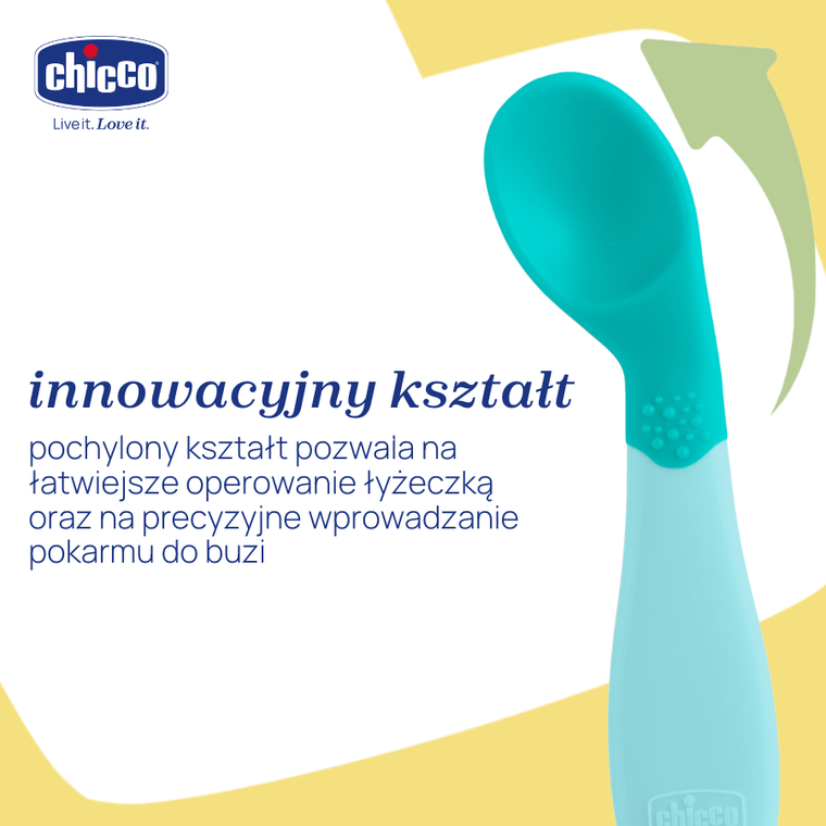Chicco, pierwsza łyżeczka, turkusowa, 8m+