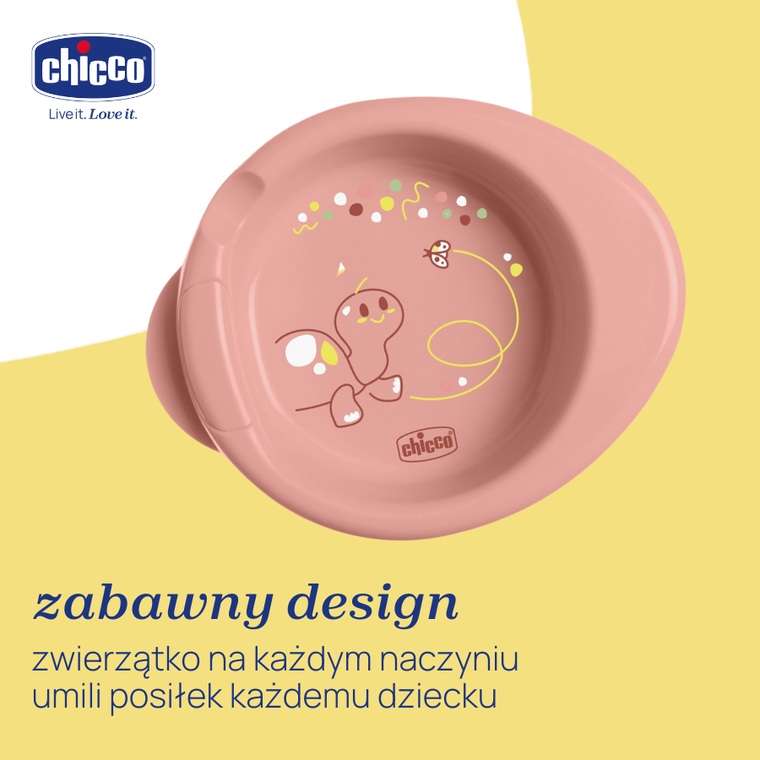 Chicco, talerz podgrzewany, brzoskwiniowy, 6m+