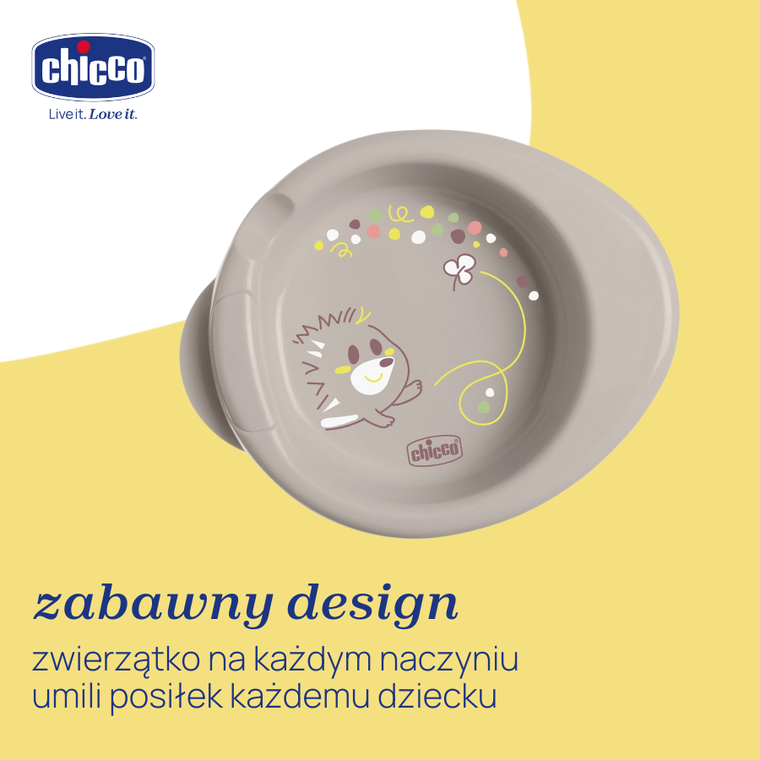 Chicco, talerz podgrzewany, szary, 6m+