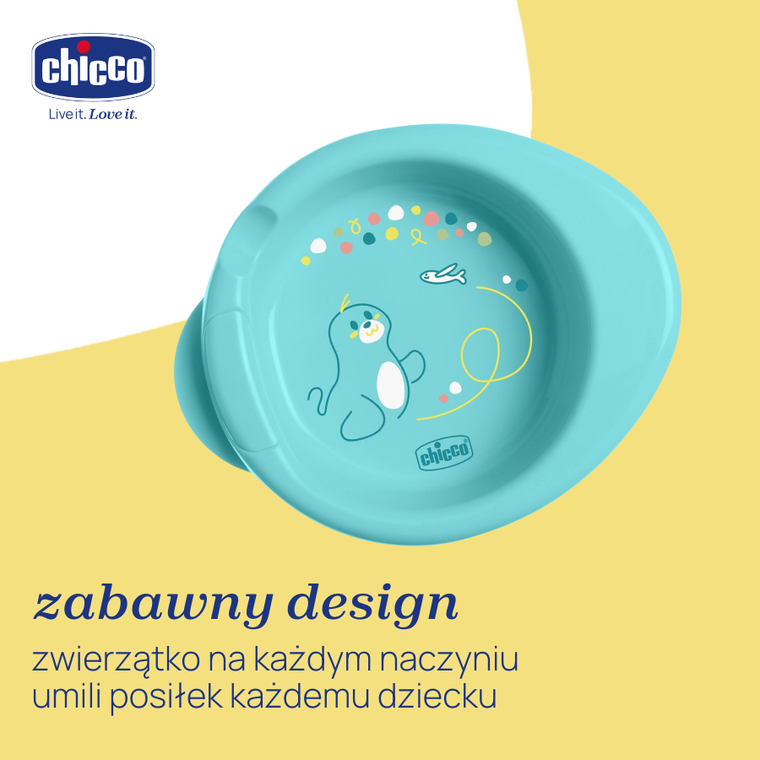 Chicco, talerz podgrzewany, turkusowy, 6m+