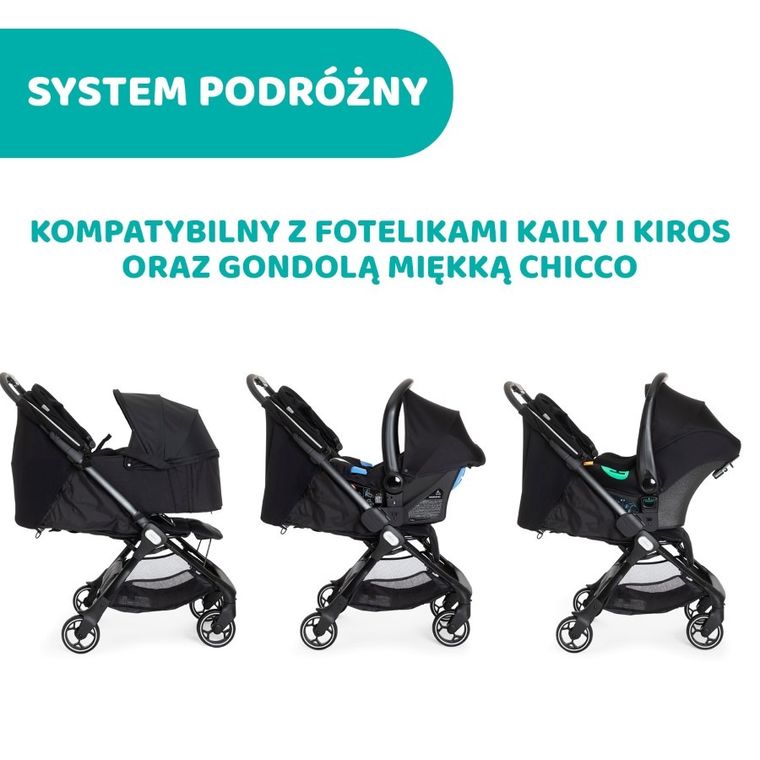 Chicco, We, wózek spacerowy, Black
