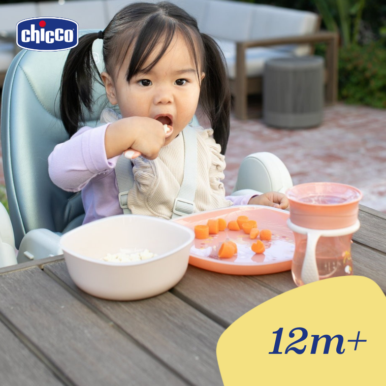 Chicco, zestaw 2 talerzy, brzoskwiniowy, 12m+