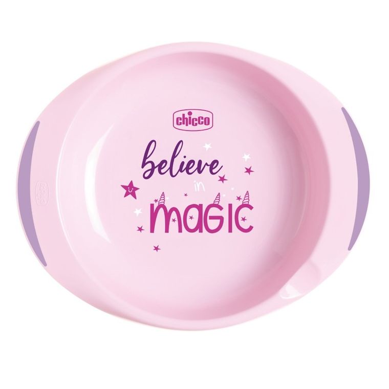 Chicco, zestaw 2 talerzy, różowy, 12m+