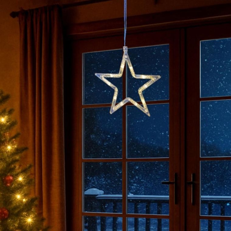 Christmas Decoration, dekoracja świetlna na okno LED, gwiazda, 10 LED