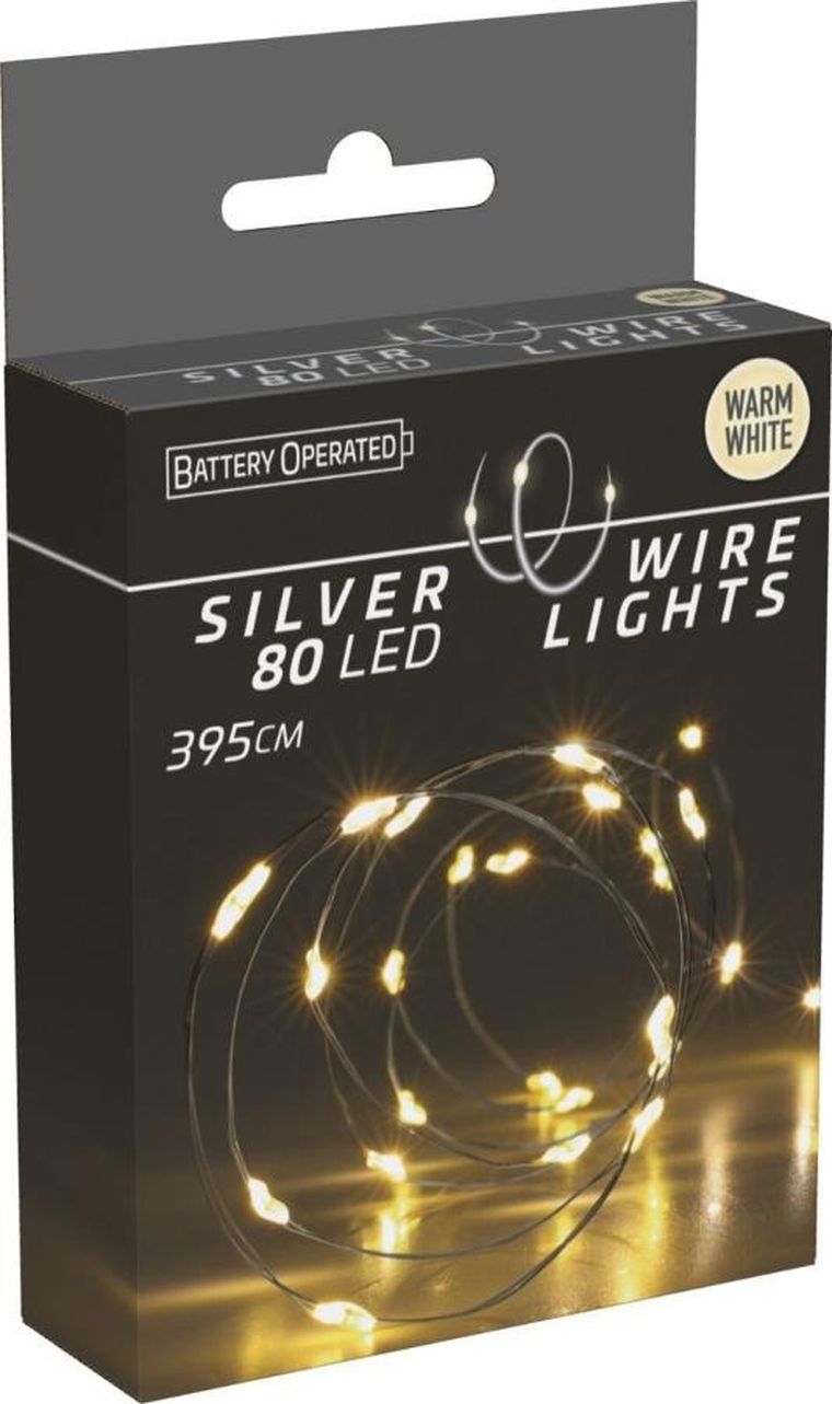 Christmas Decoration, lampki druciki na baterie, girlanda 80 led, ciepły biały