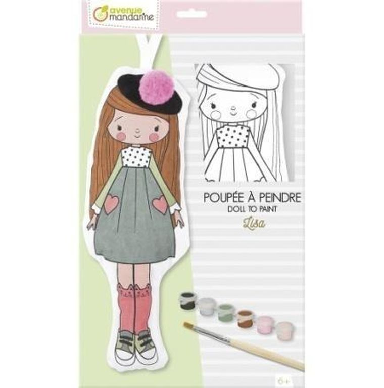 Clairefontaine, Lalka Lisa z materiału do pomalowania, zestaw kreatywny, 29 cm