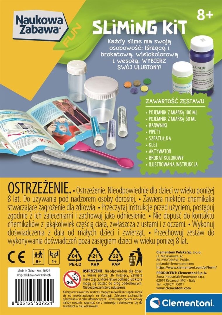 Clementoni, Naukowa zabawa, Doświadczenia slime, zestaw kreatywny