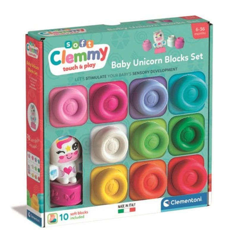Clementoni, Soft Clemmy, Jednorożec, miękkie klocki, 10 elementów