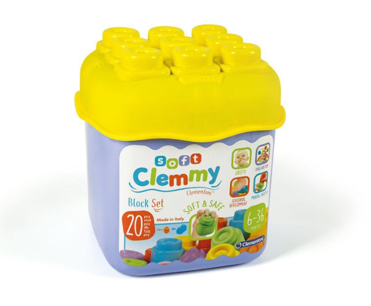 Clementoni, Soft Clemmy, klocki w wiaderku, 20 elementów