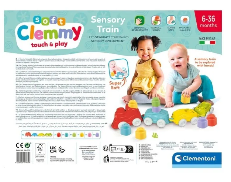 Clementoni, Soft Clemmy, pociąg sensoryczny, miękkie klocki