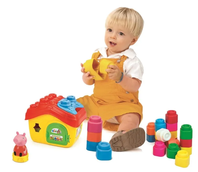 Clementoni, Soft Clemmy, Świnka Peppa, domek z miękkimi klockami