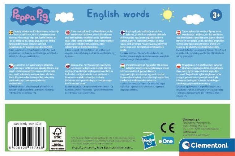 Clementoni, Świnika Peppa, Angielskie słówka, gra edukacyjna