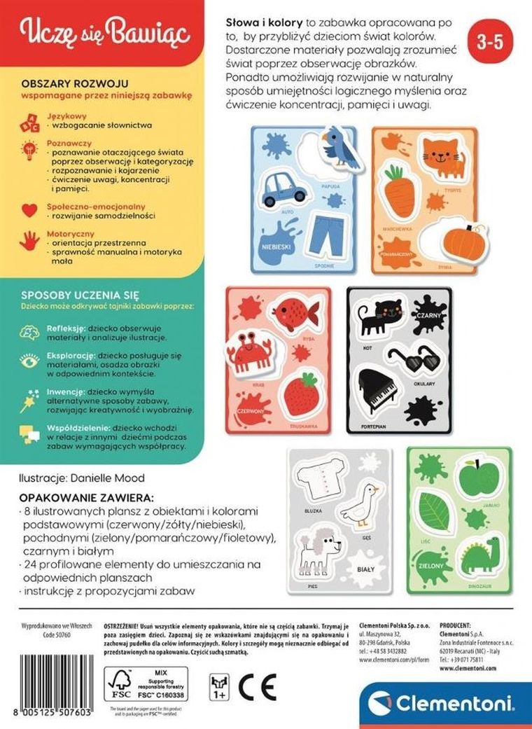 Clementoni, Uczę się bawiąc, Słowa i kolory, układanka edukacyjna