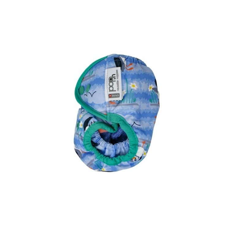 Close, Pop-in, pieluszka wielorazowa AIO z napami, Blue Puffin