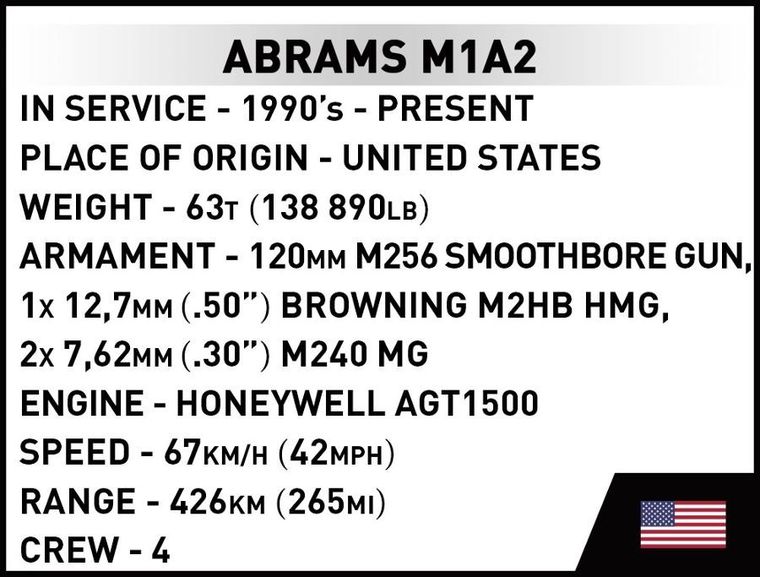Cobi, Armed Forces, Abrams M1A2, klocki, 1:72, 174 elementy