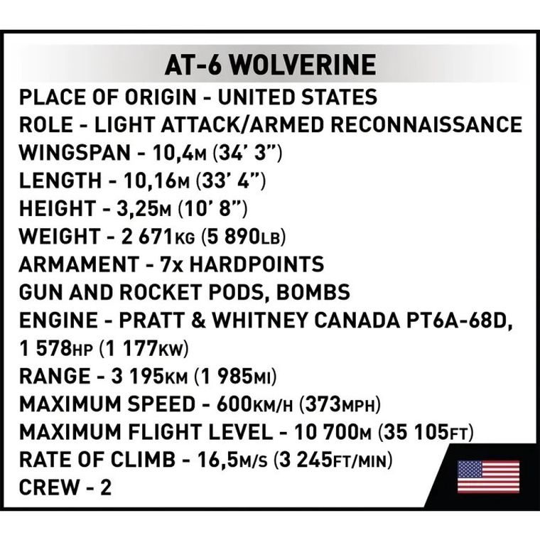 Cobi, Armed Forces, Beechcraft AT-6 Wolverine, klocki, 263 elementy