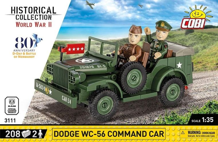 Cobi, Historical Collection WWII, Dodge WC-56 Command Car, 1:35, klocki, 208 elementów