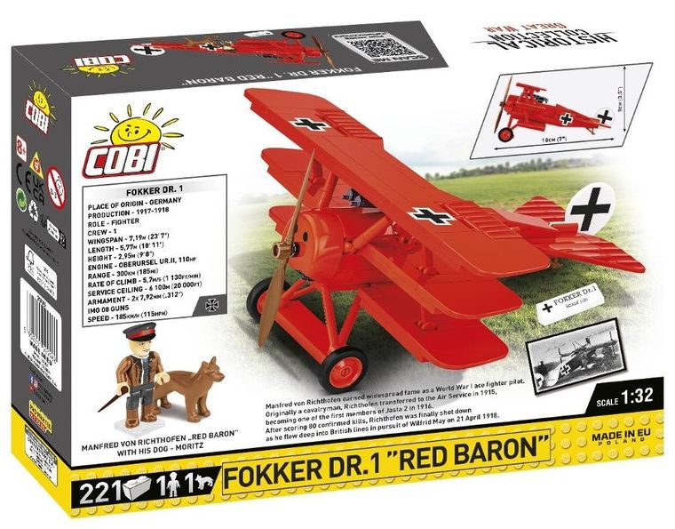 Cobi, Historical Collection WWII, Fokker DR.1 Czerwony Baron, klocki, 221 elementów