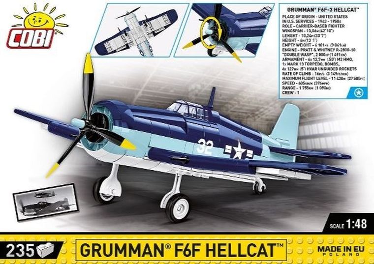 Cobi, Historical Collection WWII, Grumman F6F Hellcat, klocki, 235 elementów