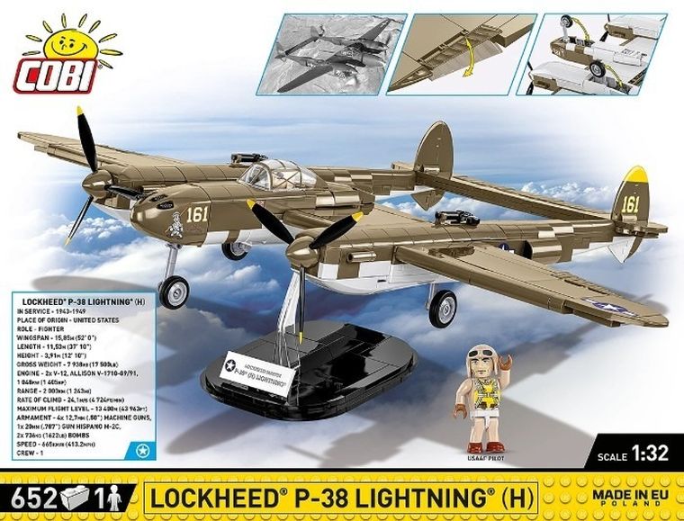 Cobi, Historical Collection WWII, Lockheed(R) P-38H Lightning, klocki, 652 elementy