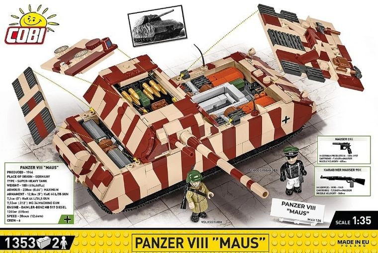 Cobi, Historical Collection WWII, Panzerkampfwagen VIII Maus, klocki, 1353 elementy