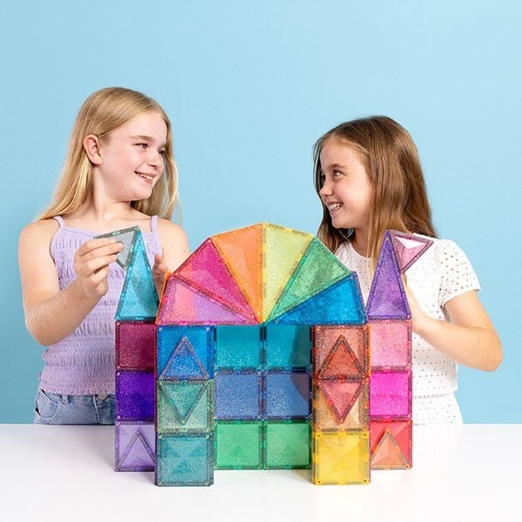 Connetix, Glitter Castle Pack, Brokatowy zamek, klocki magnetyczne, 48 elementów