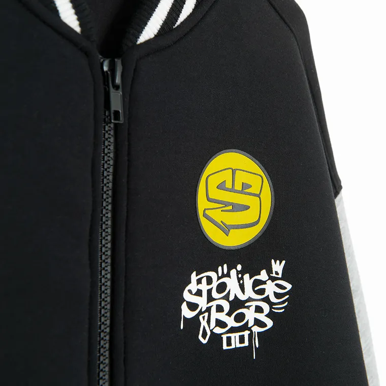 Cool Club, Bluza bejsbolówka chłopięca, rozpinana, czarna, SpongeBob